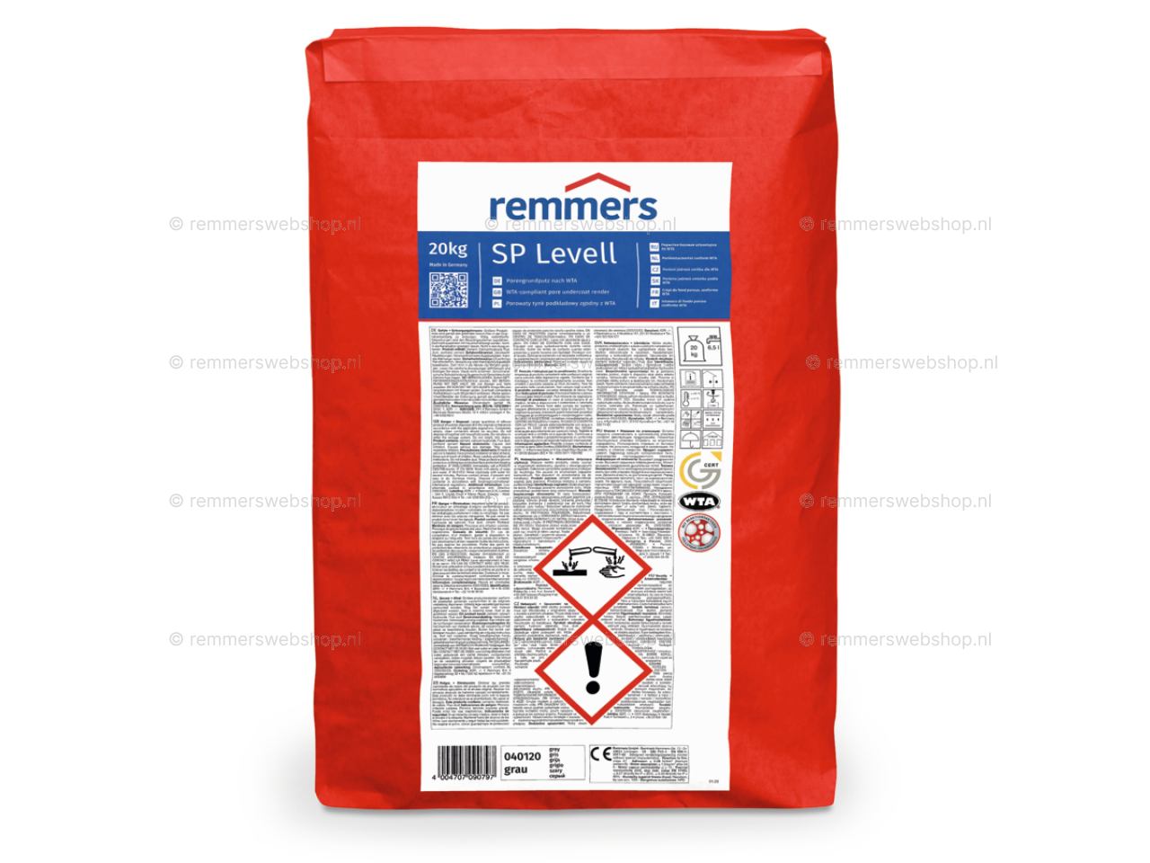 Zak 20 kilo van SP Levell grondpleister