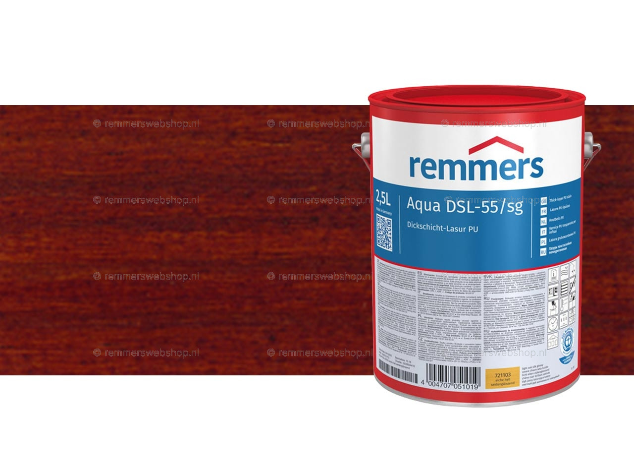 Pot Aqua DSL-55-PU Houtbeits voor buitenhout, biedt duurzame bescherming tegen UV-straling, vocht en weersomstandigheden. Beschermt houten kozijnen en deuren met een transparante afwerking