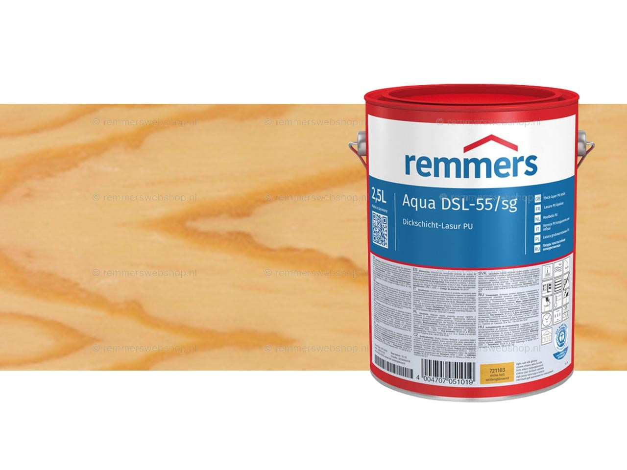 Pot Aqua DSL-55-PU Houtbeits voor buitenhout, biedt duurzame bescherming tegen UV-straling, vocht en weersomstandigheden. Beschermt houten kozijnen en deuren met een transparante afwerking