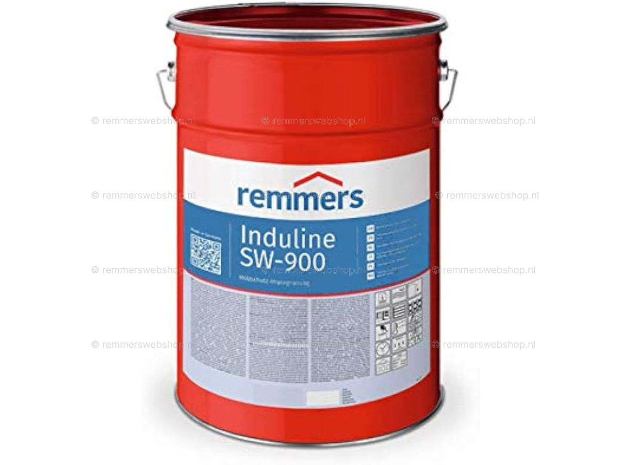 Verpakking van Remmers Induline SW-900, kleurloos watergedragen impregneermiddel voor bescherming van buitenhout tegen houtrot en blauwschimmel