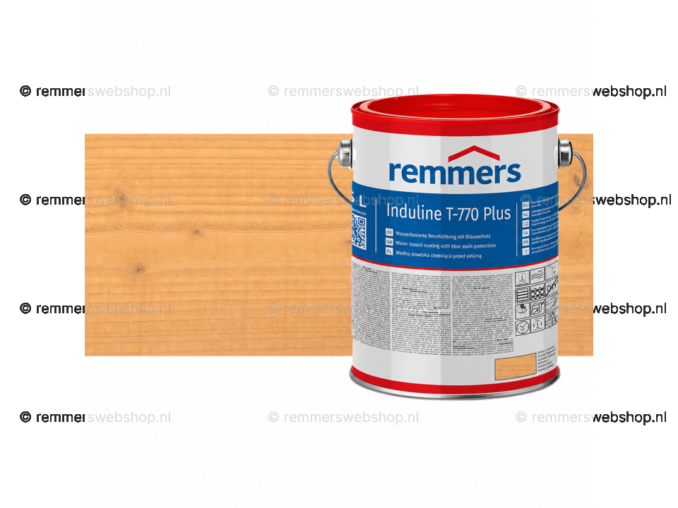 Verpakking Remmers Induline T-770 Plus douglas – kleurloze houtcoating voor buitengebruik, verkrijgbaar bij Bouwbescherming Webshop
