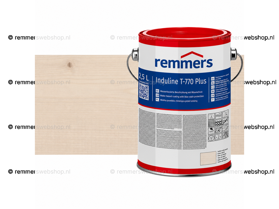 Verpakking Remmers Induline T-770 Plus nevelgrijs – kleurloze houtcoating voor buitengebruik, verkrijgbaar bij Bouwbescherming Webshop