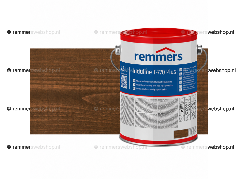 Verpakking Remmers Induline T-770 Plus palissander – kleurloze houtcoating voor buitengebruik, verkrijgbaar bij Bouwbescherming Webshop