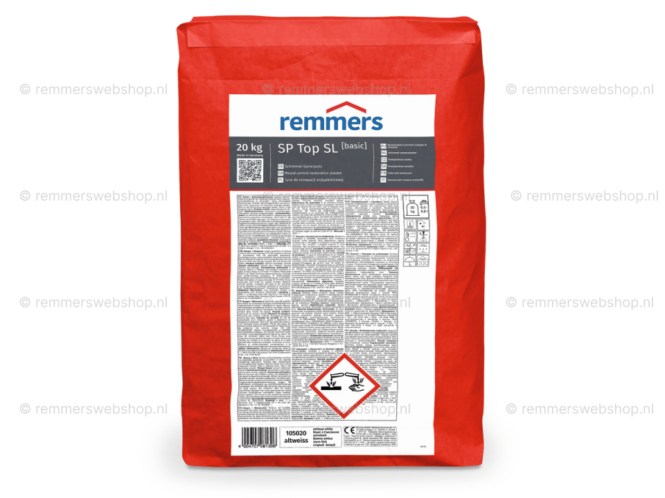 SP Top SL schimmel-saneerpleister van Remmers voor het saneren van vochtige en schimmelgevoelige muren en plafonds