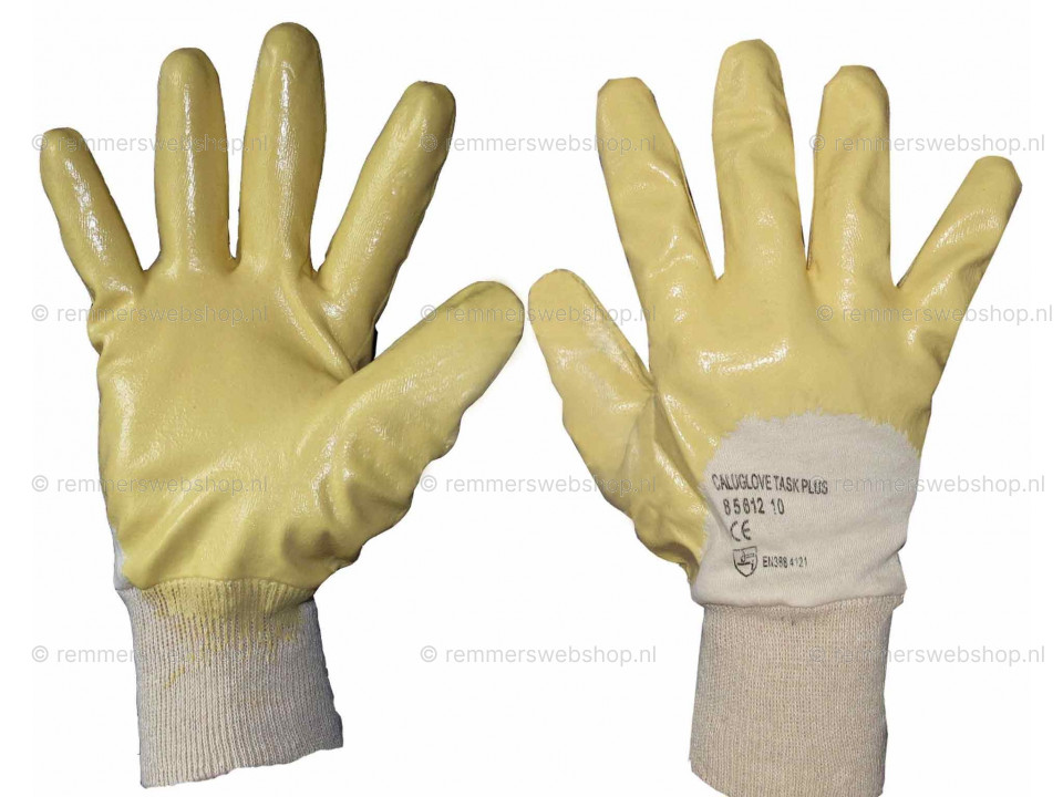 Handschoen nitril geel maat 10 XL met nitril schuim coating en hoge grip