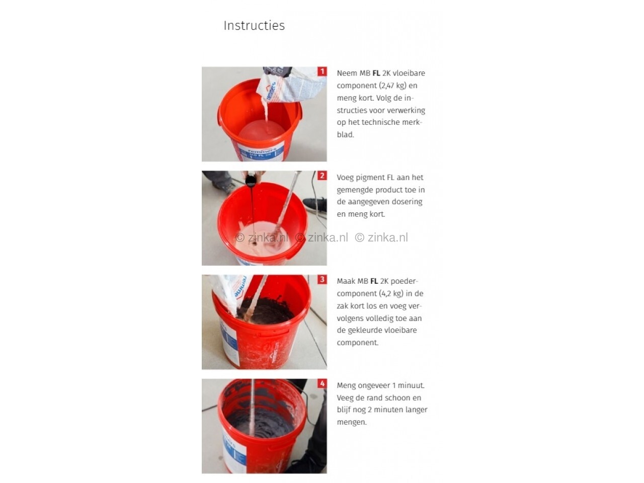 Toepassing van Pigment FL in combinatie met MB FL 2K voegmortel op een wand