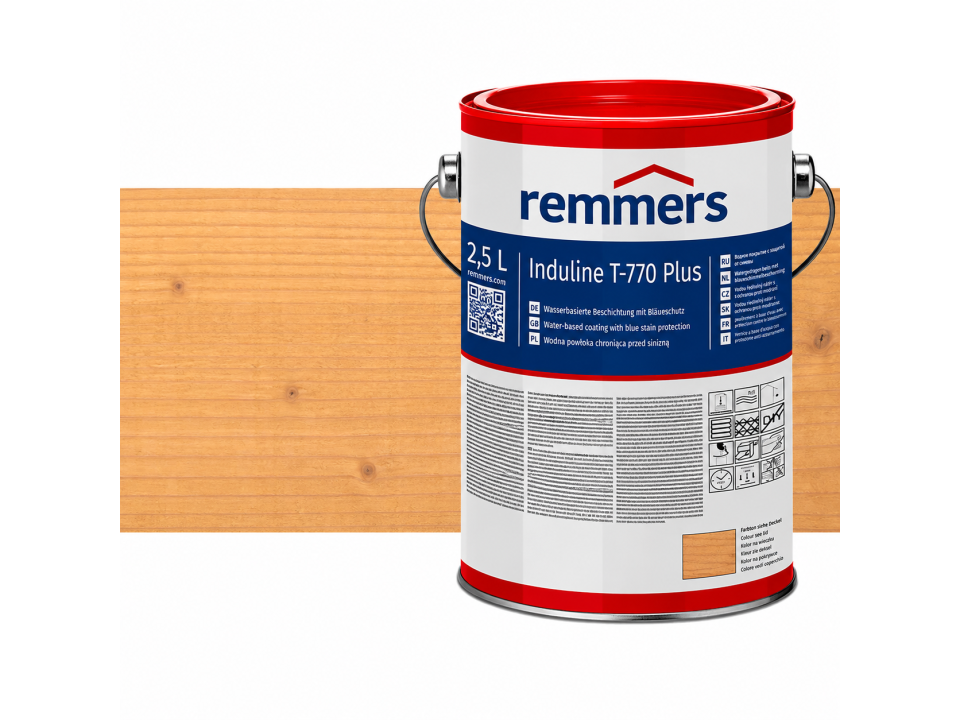 Verpakking Remmers Induline T-770 Plus douglas uv-blokker – kleurloze houtcoating voor buitengebruik, verkrijgbaar bij Bouwbescherming Webshop