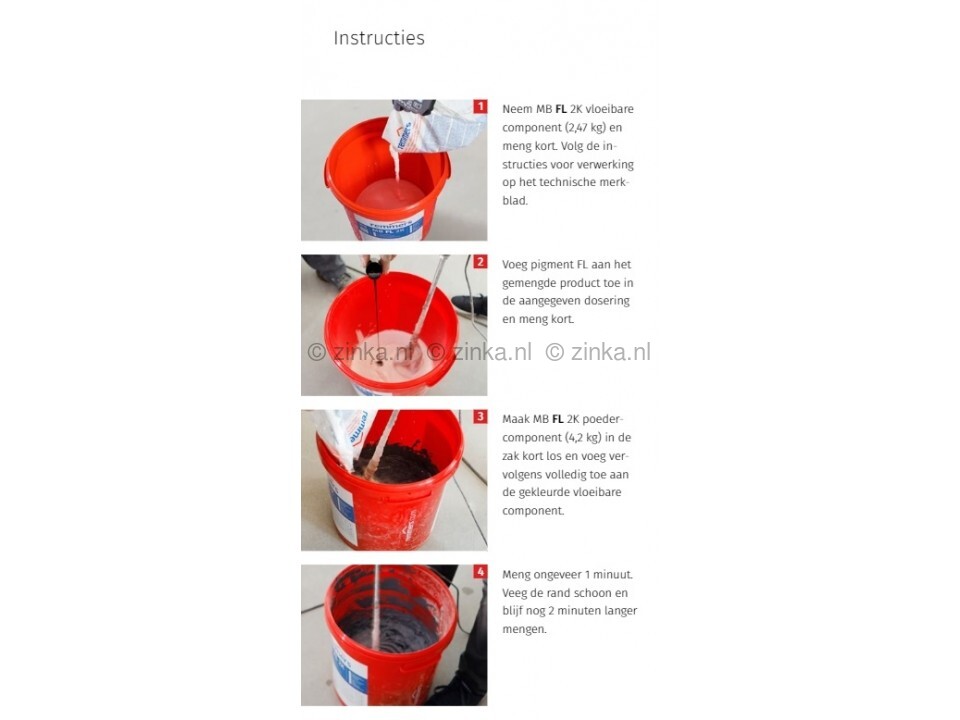 Toepassing van Pigment FL in combinatie met MB FL 2K voegmortel op een wand