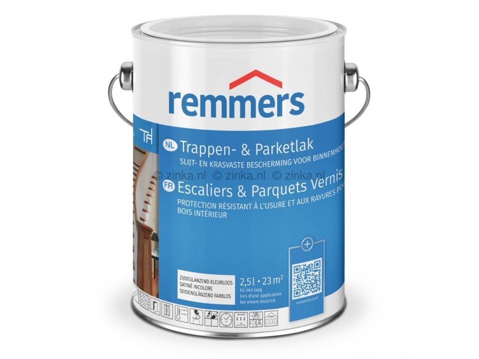 2,5 liter verpakking Remmers Trappen- en Parketlak Zijdemat